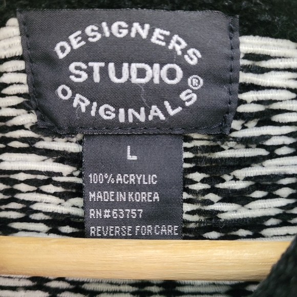 Vintage Chenille Cardigan Sweater L Fair Isle Full Zip Preppy Designers Original - Picture 6 of 7